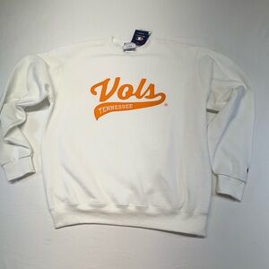 Champion Vols Crewneck Sweater in White and Orange Size Large NWT